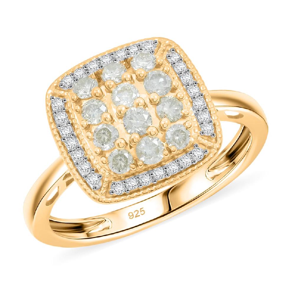 Natural Yellow Diamond White Diamond Ring in 14K YG Over Sterling Silver 0.50 ctw