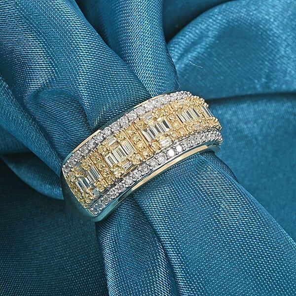 Natural Yellow Diamond White Diamond Ring In 14K Yellow Gold 0.75 Ctw