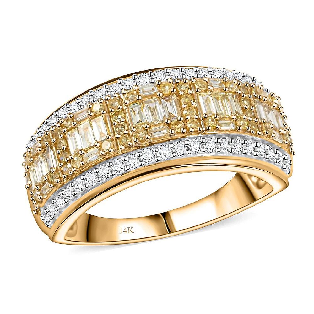 Natural Yellow Diamond White Diamond Ring in 14K Yellow Gold 0.75 ctw