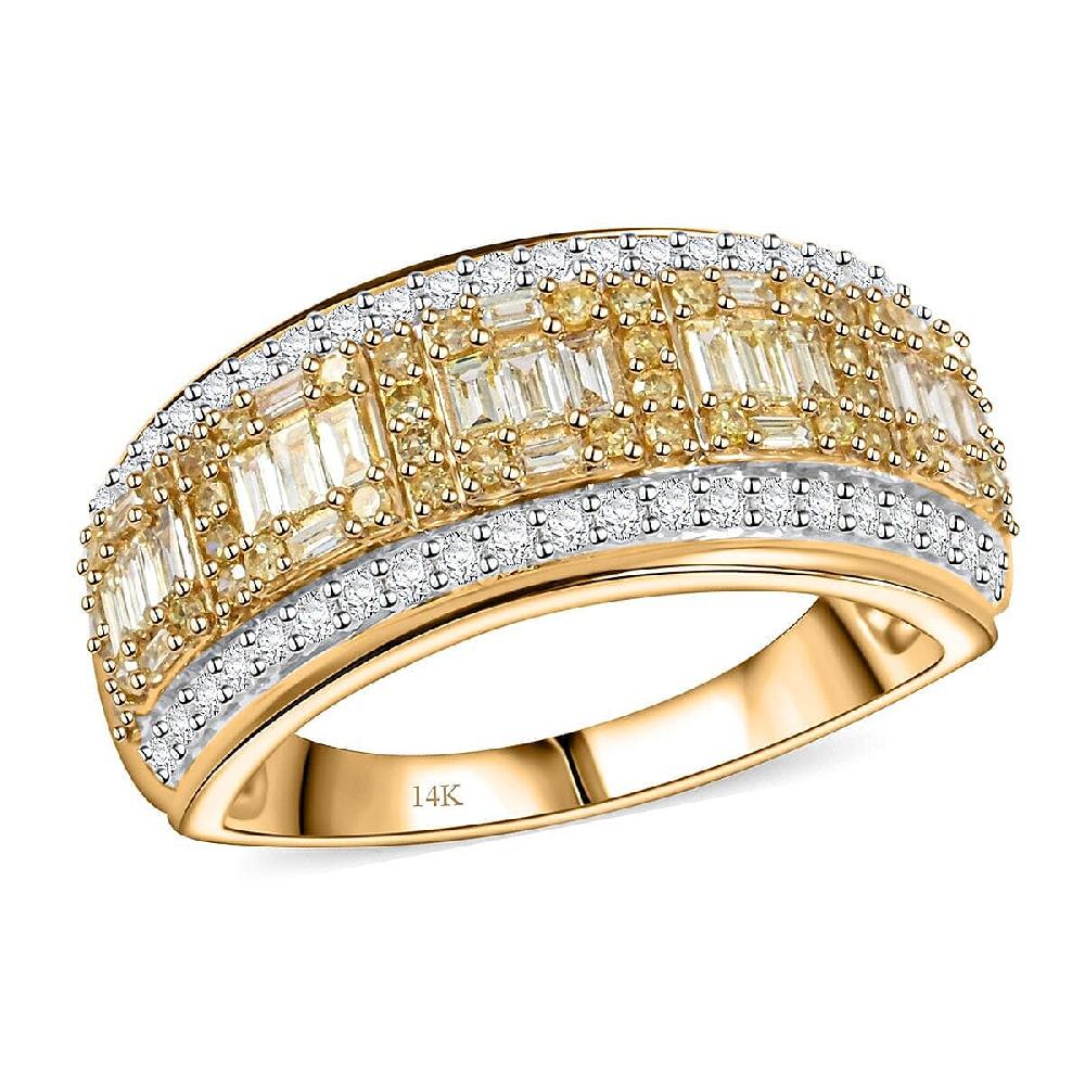 Natural Yellow Diamond White Diamond Ring in 14K Yellow Gold 0.75 ctw