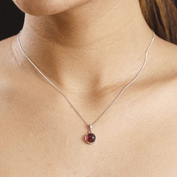 Niassa Ruby (FF) 3.65 Ctw Solitaire Pendant Necklace In Rhodium Over Sterling Silver 20 Inches