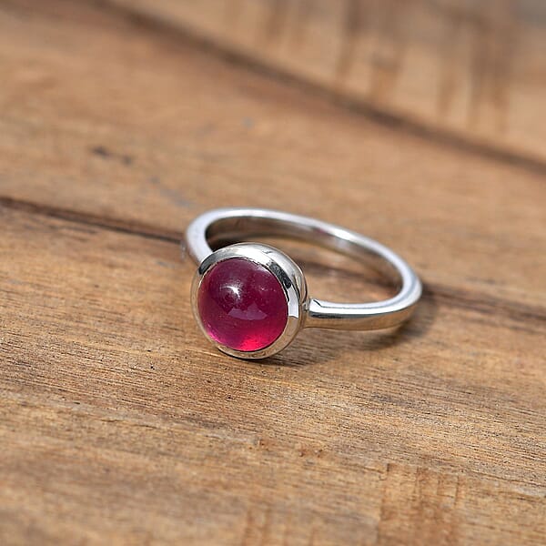 Niassa Ruby (FF) 3.65 Ctw Solitaire Ring In Rhodium Over Sterling Silver