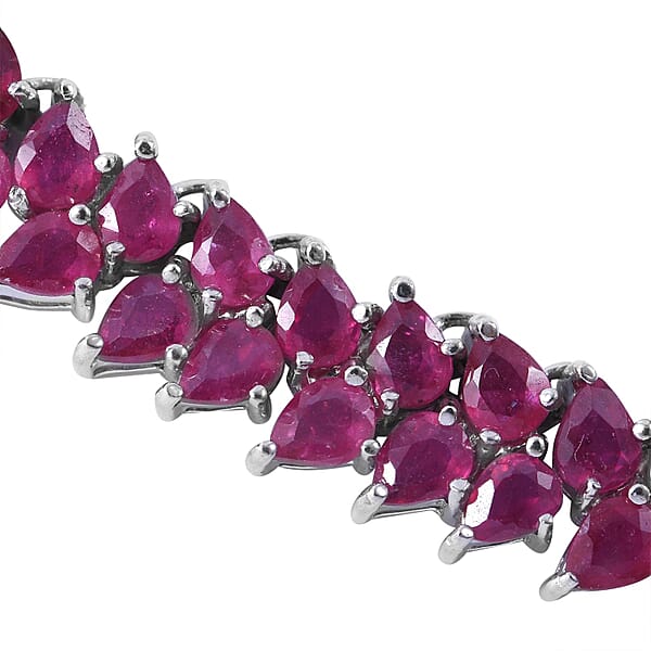 Niassa Ruby (FF) And Thai Black Spinel Snake Double-Row Necklace 18 Inches In Platinum Over Sterling Silver 53.85 Ctw