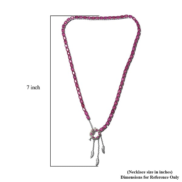 Niassa Ruby (FF) And Zircon Necklace 18 Inches In Platinum Over Sterling Silver 32.10 Ctw