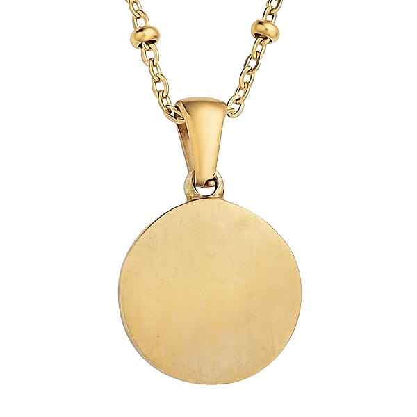 No Kid Hungry Embossed Logo Coin Pendant Necklace (18 Inches) In ION Plated YG Stainless Steel Tarnish-Free Waterproof Sweat Proof Jewelry