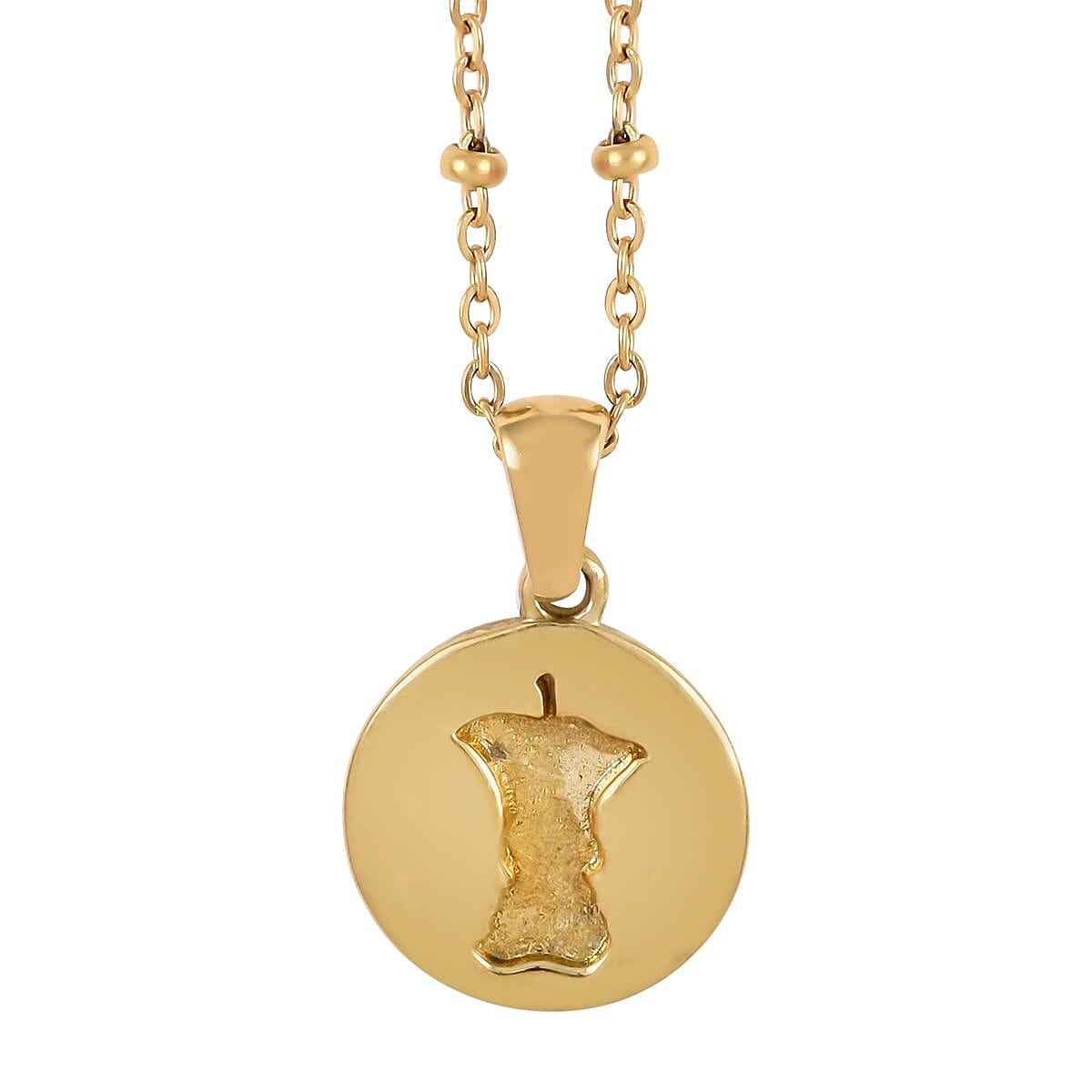 No Kid Hungry Embossed Logo Coin Pendant Necklace (18 inches) in ION Plated YG Stainless Steel Tarnish-Free Waterproof Sweat Proof Jewelry
