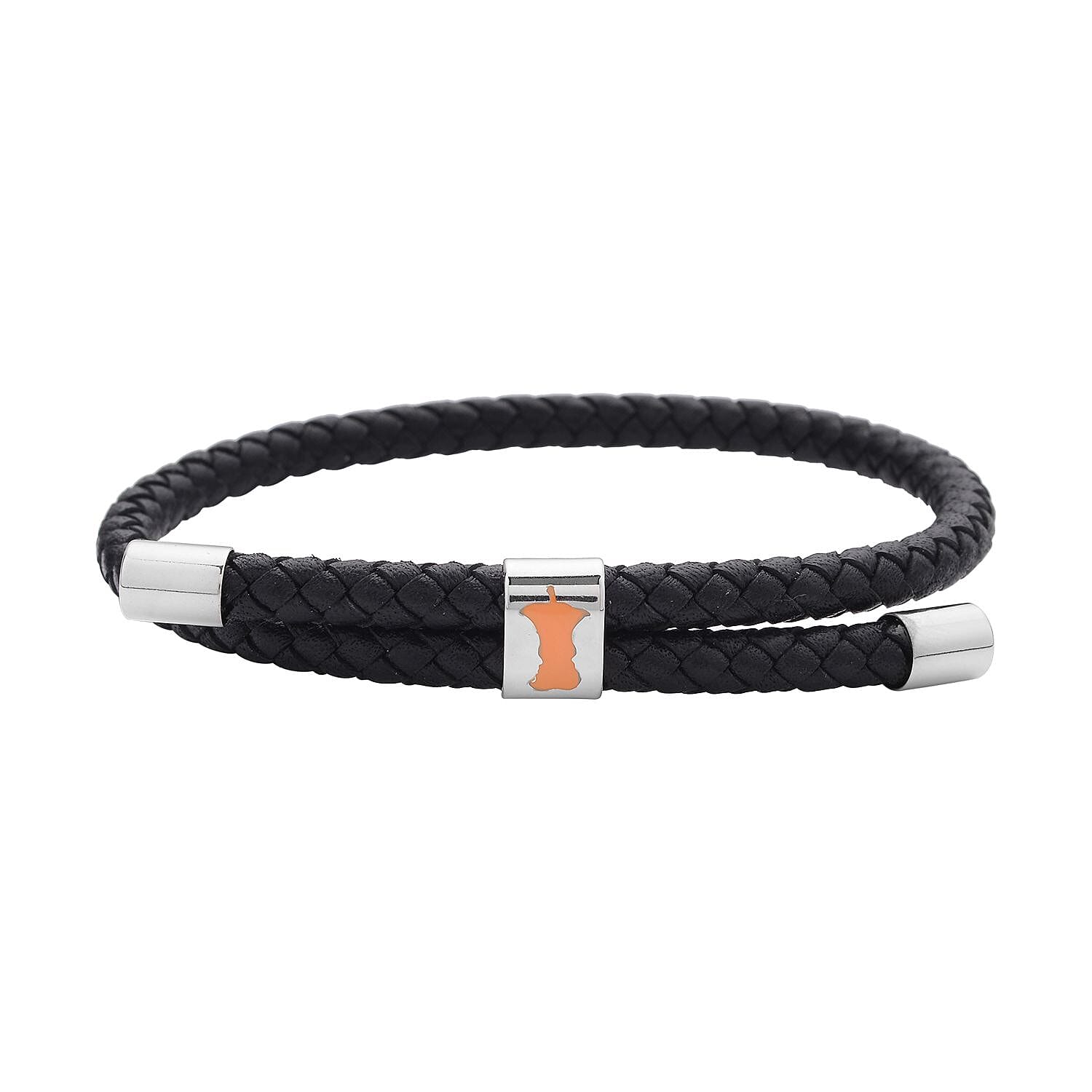 No Kid Hungry Enameled Logo Adjustable Bracelet in Genuine Leather and Stainless Steel Tarnish-Free Waterproof Sweat Proof Jewelry
