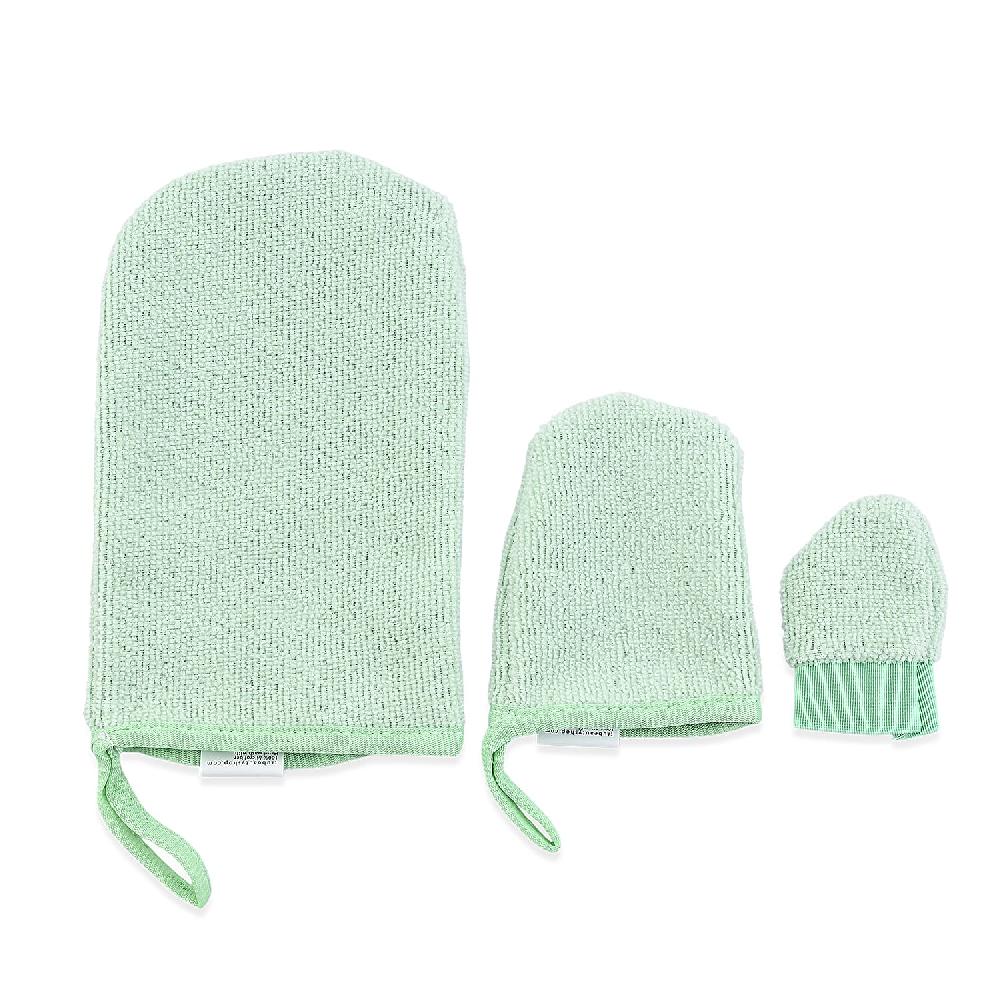 Nord + Bare 3 Pieces Cleansing Mitts- Jade Green