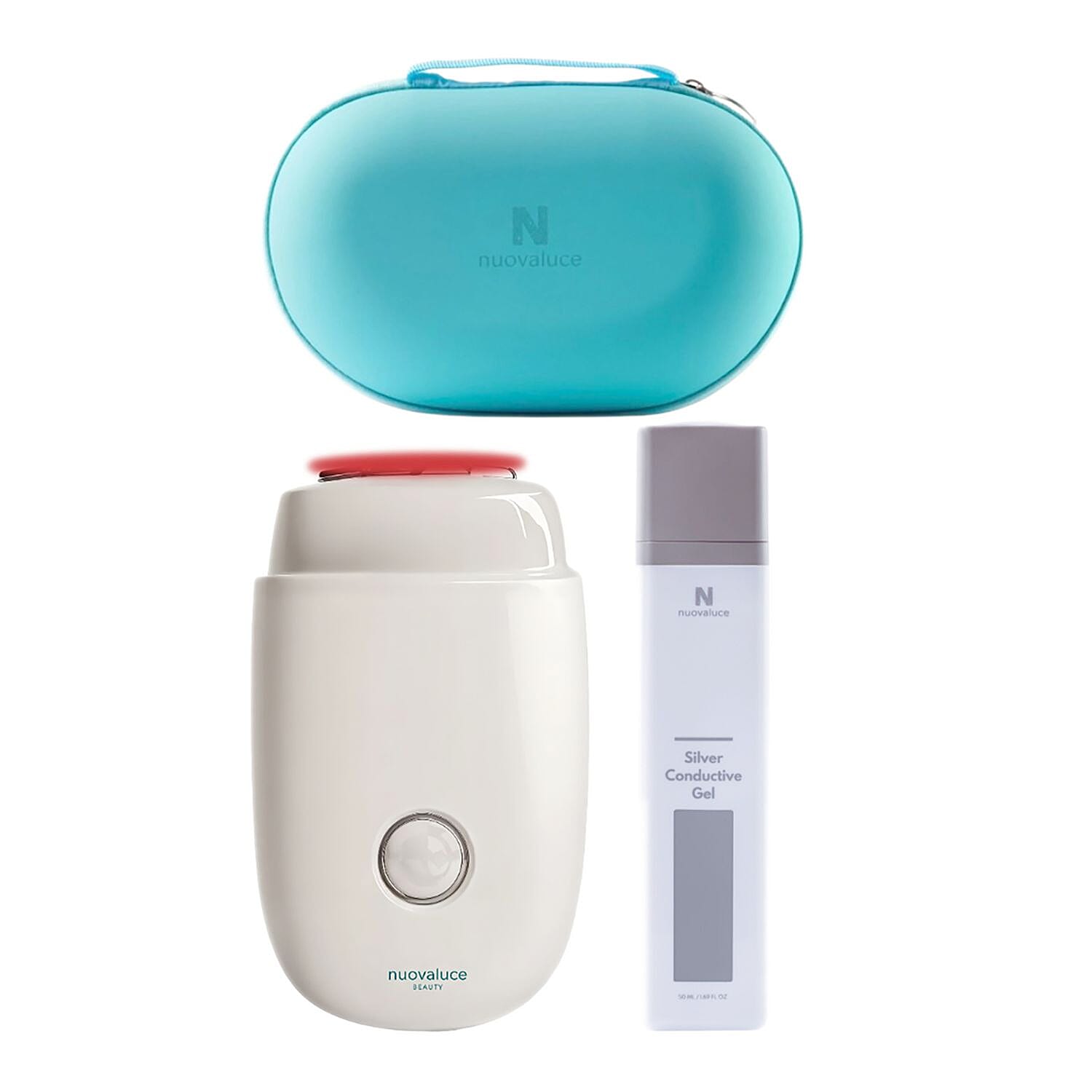 Nuovaluce Mini Plus Microcurrent Skincare Device Bundle with Silver Conductive Gel and Travel Case (2 Years Warranty)