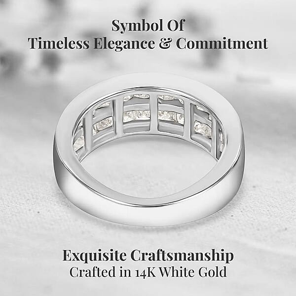 NY Closeout 14K White Gold G-H I1-I2 Diamond Half Eternity Band Ring 5.10 Grams 2.00 Ctw