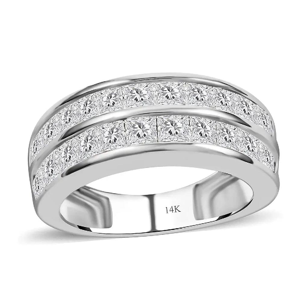 NY Closeout 14K White Gold G-H I1-I2 Diamond Half Eternity Band Ring 5.10 Grams 2.00 ctw