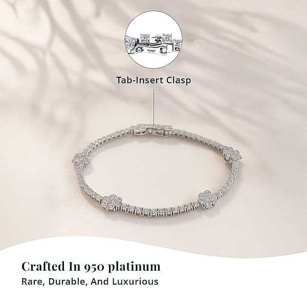 NY CLOSEOUT 950 Platinum Luxuriant Lab Grown Diamond (VVS - EF) Bracelet (13.35 G) (7.25 In) 5.25 Ctw