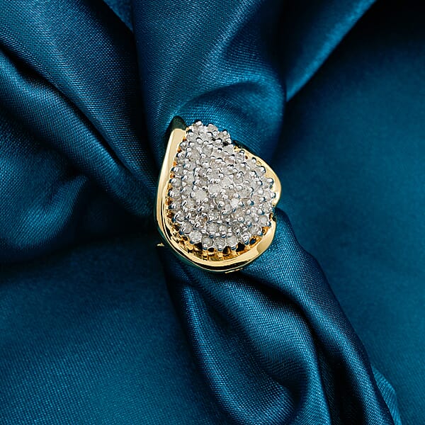 NY Closeout Diamond I2-I3 1.00 Ctw Ring In 14K Yellow Gold Over And Sterling Silver
