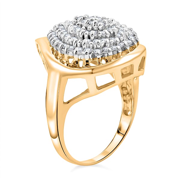 NY Closeout Diamond I2-I3 1.00 Ctw Ring In 14K Yellow Gold Over And Sterling Silver