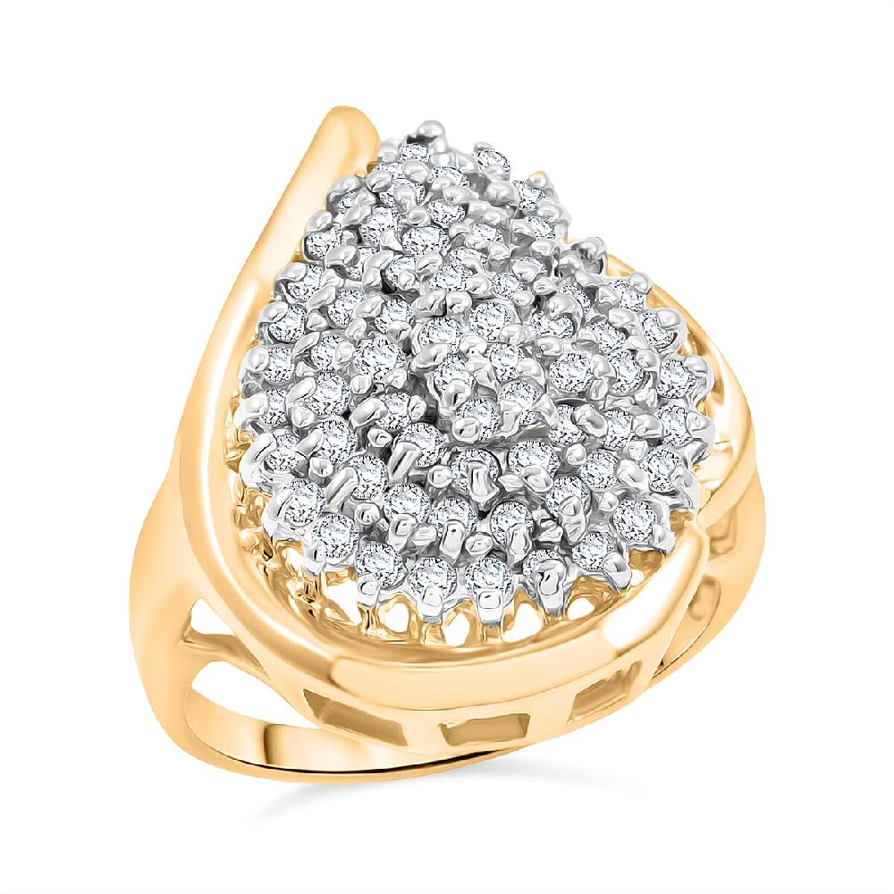 NY Closeout Diamond I2-I3 1.00 ctw Ring in 14K Yellow Gold Over and Sterling Silver