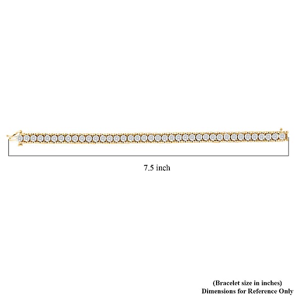 NY Closeout White Diamond 1.00 Ctw Bracelet In 14K YG And Rhodium Over Sterling Silver (7.00 In)
