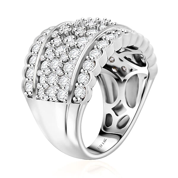 NY Closeout White Diamond 3.00 Ctw Ring In 14K White Gold 7.10 Grams
