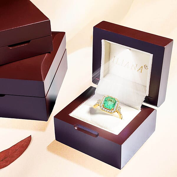 One Of A Kind Certified And Appraised Iliana AAA Boyaca Colombian Emerald And SI Diamond 2.10 Ctw Ring In 18K Yellow Gold 4.55 Grams