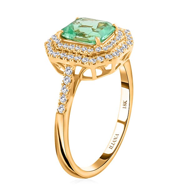 One Of A Kind Certified & Appraised Iliana AAA Boyaca Colombian Emerald And Diamond G-H SI 1.70 Ctw Ring In 18K Yellow Gold 7.70 Grams