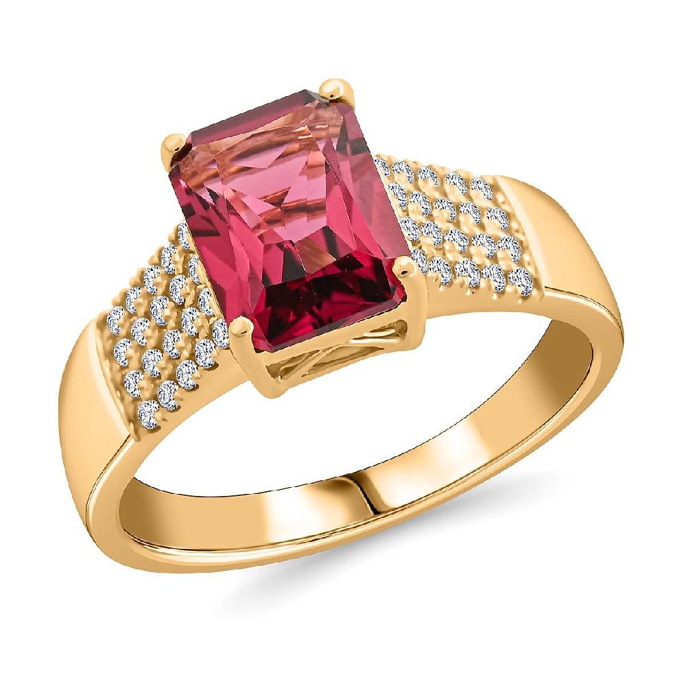 One Of A Kind Certified & Appraised Iliana AAA Ouro Fino Rubellite and G-H SI Diamond 2.20 ctw Ring in 18K Yellow Gold 5.50 Grams
