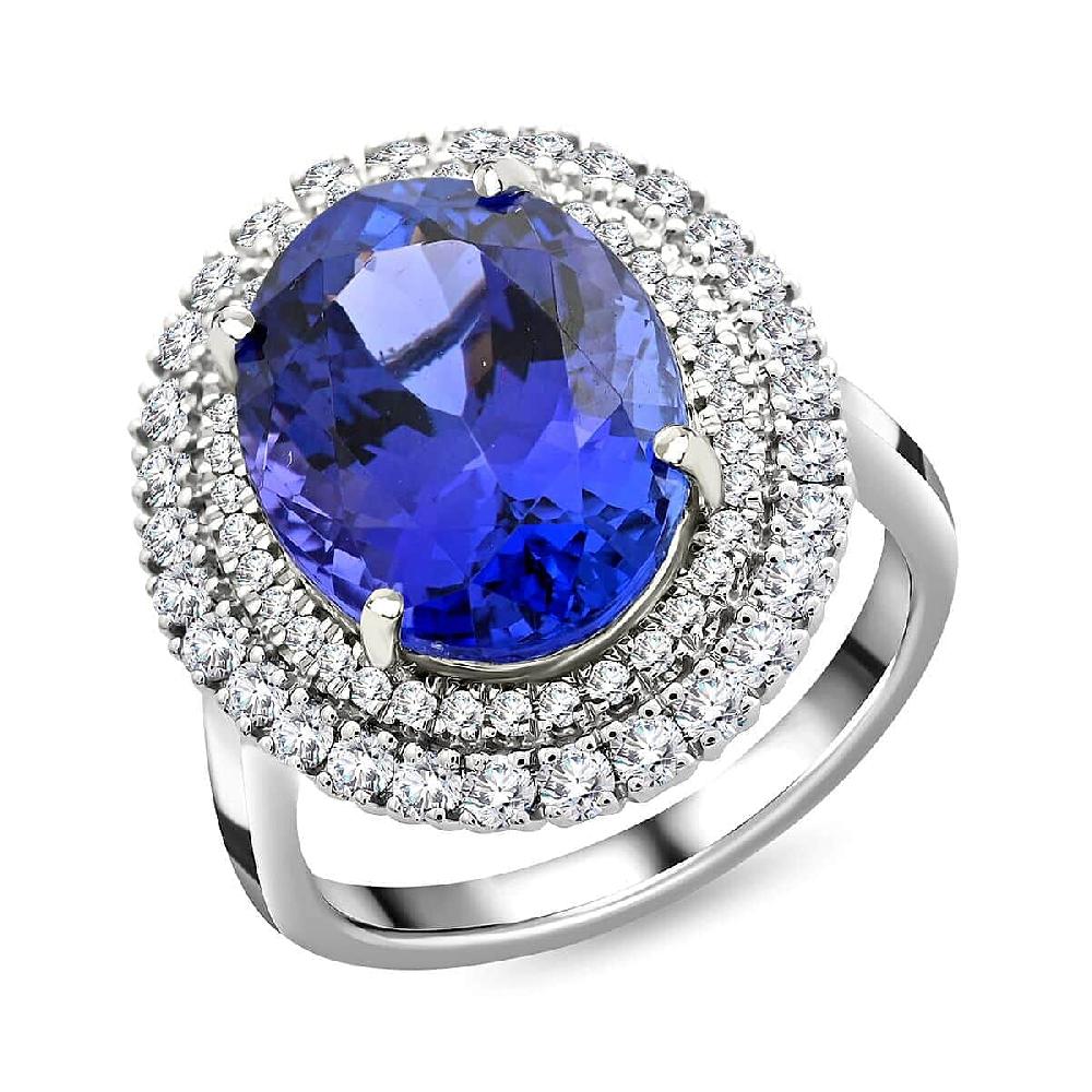 One Of A Kind Certified & Appraised Rhapsody 950 Platinum AAAA Tanzanite and E-F VS Diamond Ring 8.55 Grams 8.25 ctw