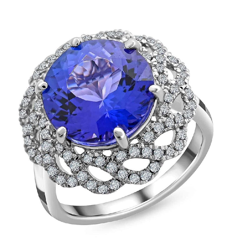 One Of A Kind Certified & Appraised Rhapsody 950 Platinum AAAA Tanzanite and E-F VS Diamond Ring 7.25 Grams 4.85 ctw