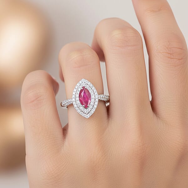 One Of A Kind Certified & Appraised Rhapsody AAAA Royal Thai Ruby And E-F VS Diamond 1.10 Ctw Ring In 950 Platinum 7.60 Grams