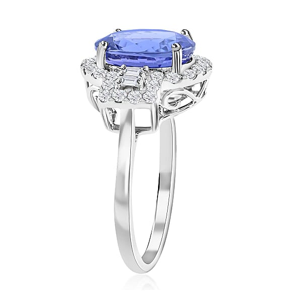 One Of A Kind Certified & Appraised Rhapsody AAAA Tanzanite And E-F VS Diamond 5.30 Ctw Halo Ring In 950 Platinum 6 Grams