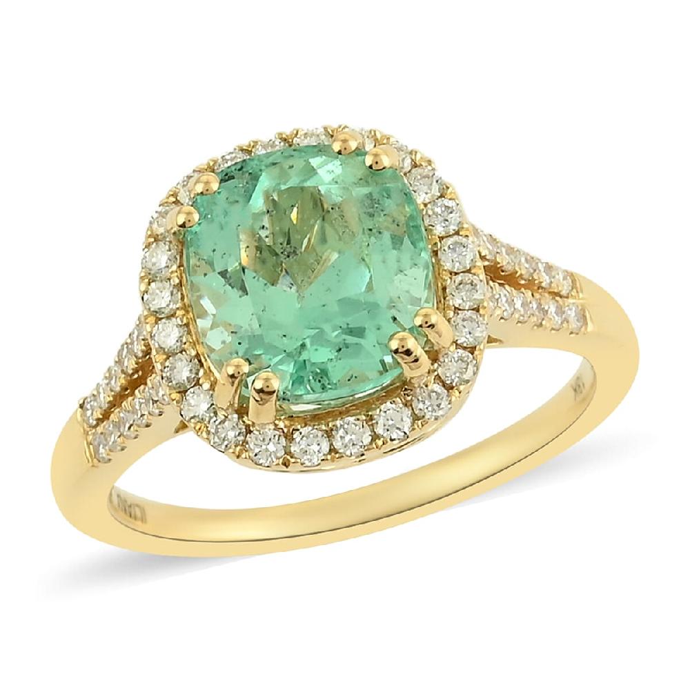 One Of A Kind Iliana 18K Yellow Gold AAA Boyaca Colombian Emerald and G-H SI Diamond Ring 4 Grams 3.45 ctw