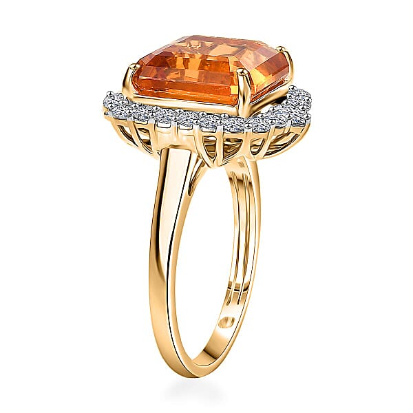One Time Only 10K Yellow Gold AAA Asscher Cut Santa Ana Madeira Citrine Luxuriant Lab Grown Diamond (G-H SI) (0.80 Cts) Ring 8.45 Ctw