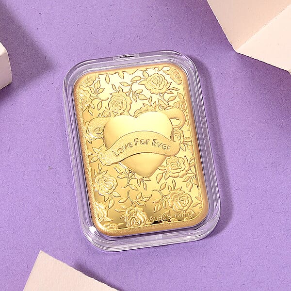 One Time Only 24K Gold Valentine Heart – Love Forever Embossed Sheet (31 × 45.5mm) 10mg
