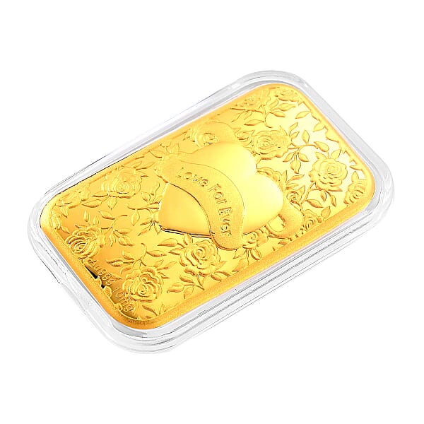 One Time Only 24K Gold Valentine Heart – Love Forever Embossed Sheet (31 × 45.5mm) 10mg