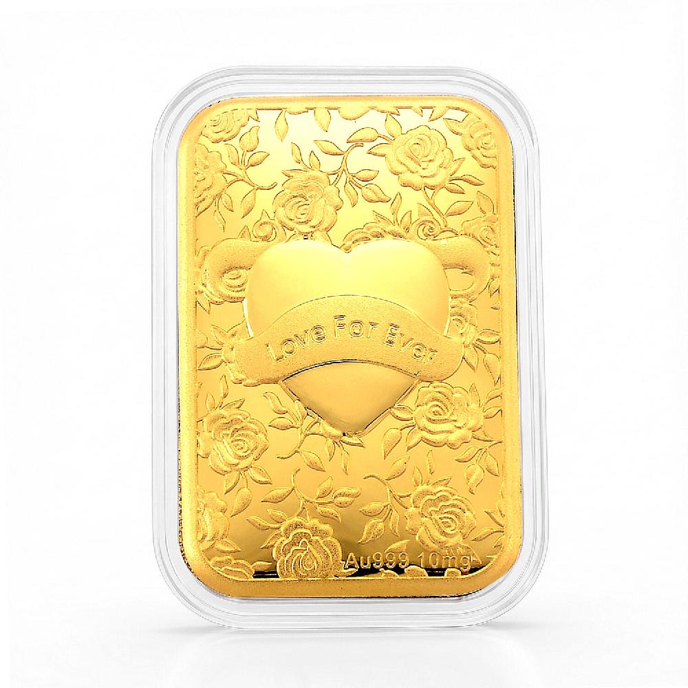 One Time Only 24K Gold Valentine Heart – Love Forever Embossed Sheet (31 × 45.5mm) 10mg