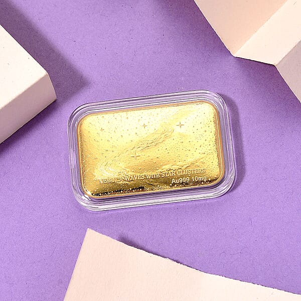 One Time Only 24K Golden Nebula Waves - Born Among The Stars Embossed Sheet 31x45.5mm 10mg