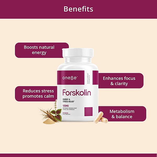 One8e Forsolin Energy & Stress Relief Supplement (60 Capsules) Made In US
