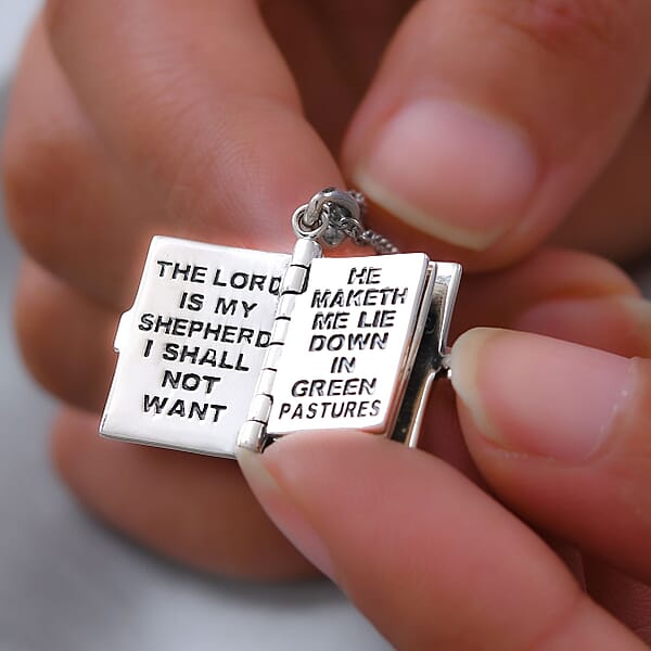 Openable Holy Cross Bible Pendant In Sterling Silver With Stainless Steel Necklace 20 Inches