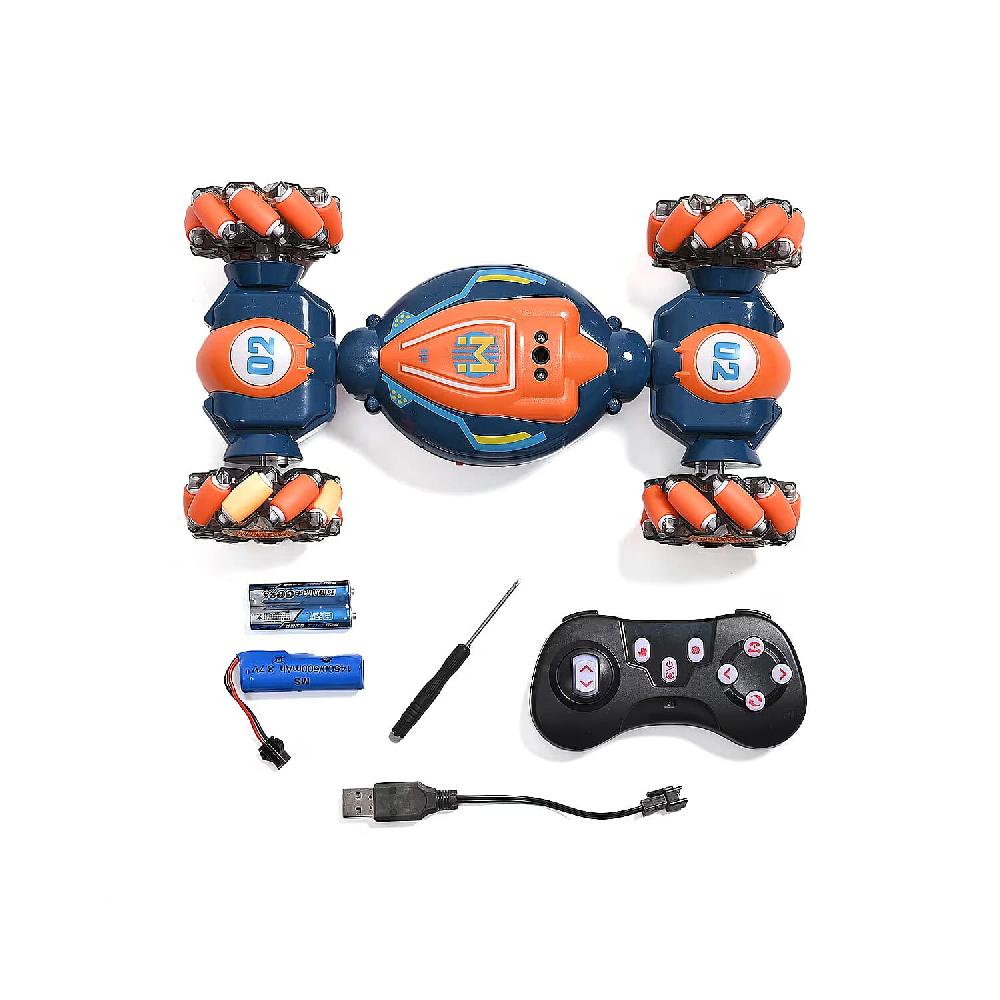 Orange 4 Wheel Light and Musical Stunt Car with Remote Control (25km/H Maximum Speed) (Charge for 2 Hours 3.7V 500mAH Lithium Battery)