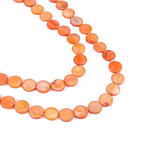 Orange Shell Beaded Endless Necklace For Women Long Endless Single Strand Bead Boho Necklace 46 Inches