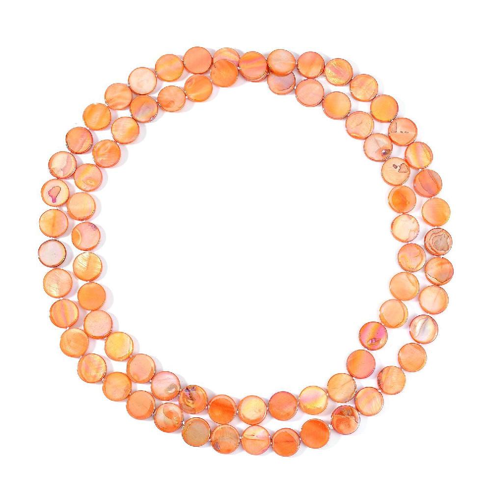 Orange Shell Beaded Endless Necklace for Women long Endless Single Strand Bead Boho Necklace 46 Inches