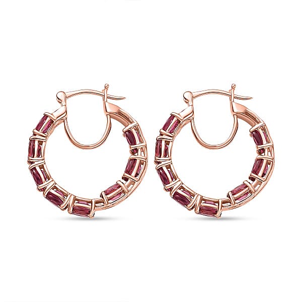 Ouro Fino Rubellite 7.68 Ctw Inside-out Hoop Earring In 18K Vermeil Rose Gold Over Sterling Silver