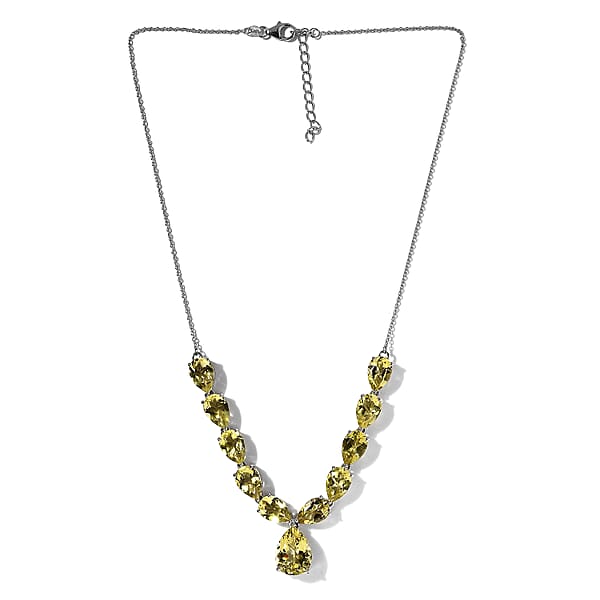 Ouro Verde Quartz 35.65 Ctw Necklace In Platinum Over Sterling Silver 18-20 Inches