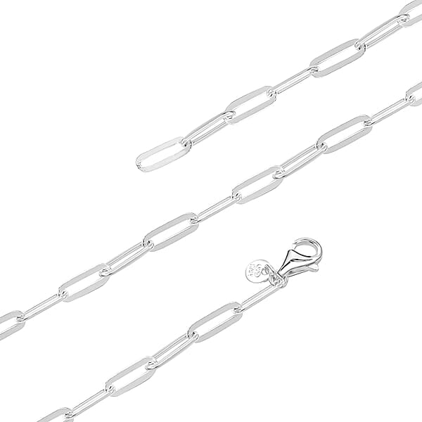 Paperclip Chain Necklace In Sterling Silver 20 Inches 10.50 Grams
