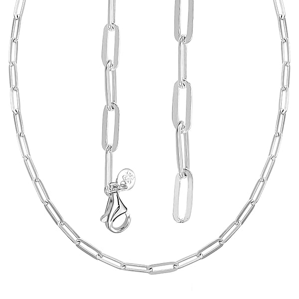 Paperclip Chain Necklace In Sterling Silver 20 Inches 10.50 Grams