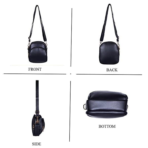 Passage Black Faux Leather Mini Crossbody Bag