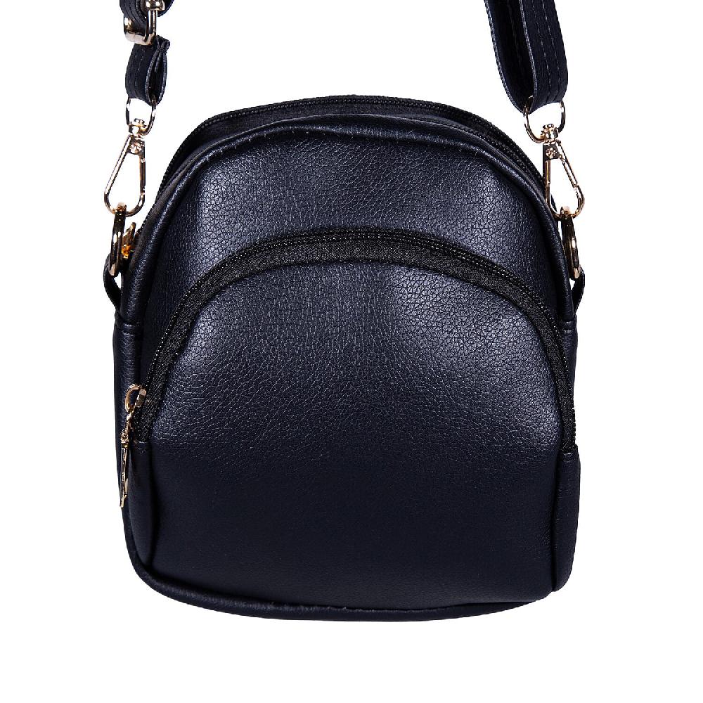 Passage Black Faux Leather Mini Crossbody Bag