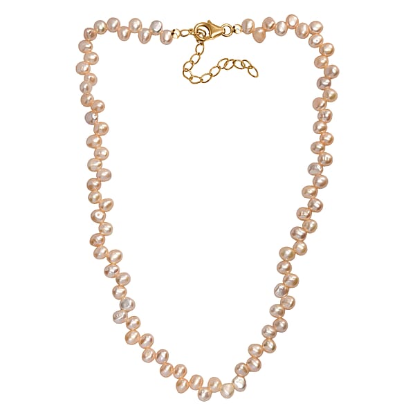 Peach Fresh Water Pearl Bubble Necklace In 18K Vermeil Yellow Gold Over Sterling Silver 18 Inches