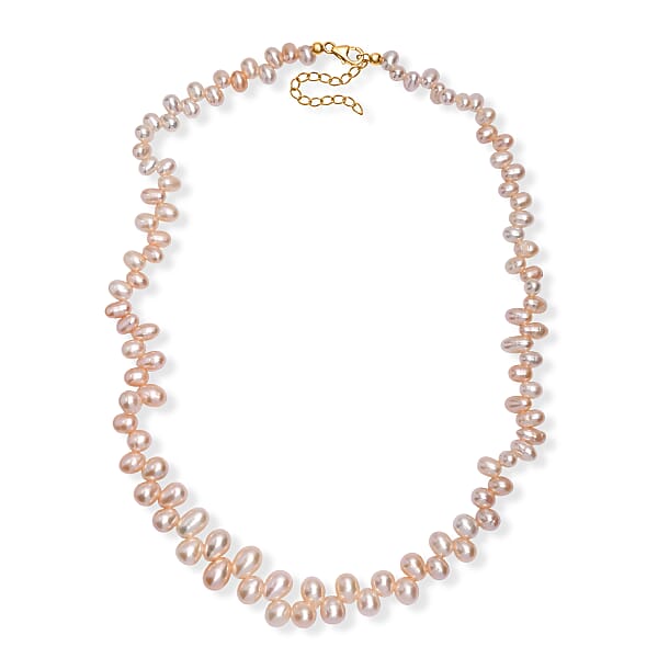 Peach Freshwater Pearl Dancing Bubbles Necklace 18 Inches In 18K Vermeil Yellow Gold Over Sterling Silver