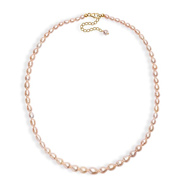 Peach Freshwater Pearl Drop Shape Necklace In 18K Vermeil Yellow Gold Over Sterling Silver 18 Inches