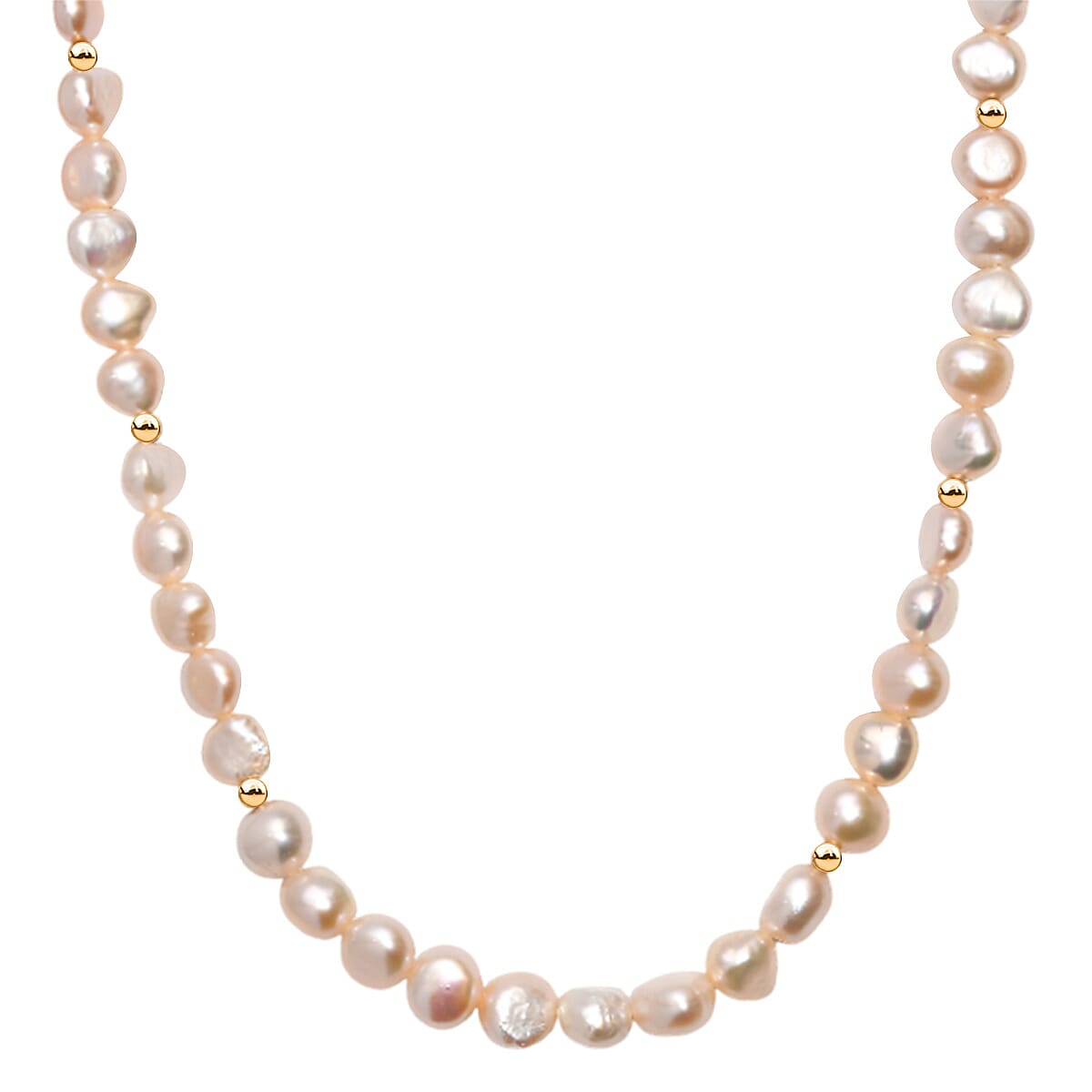 Peach Freshwater Pearl Fancy Necklace in 18K Vermeil Yellow Gold Over Sterling Silver 18 Inches
