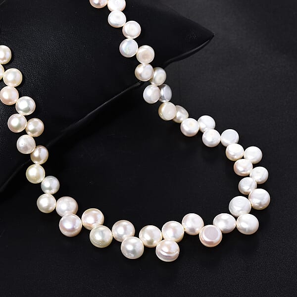 Peach Freshwater Pearl Necklace In 18K Vermeil Yellow Gold Over Sterling Silver 18 Inches